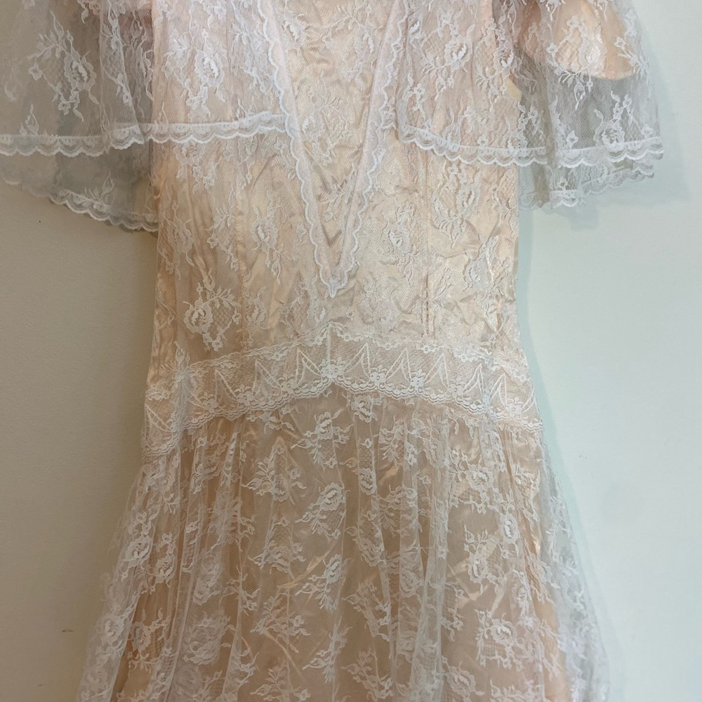 Vintage Gunne Sax Jessica McClintock Dress Lace 80s Prairie Cottagecore Size LG